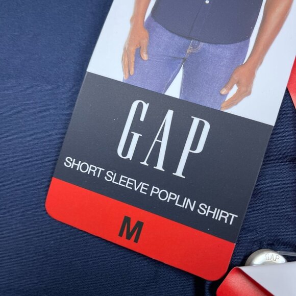 Gap Mens Navy Short Sleeve Poplin Shirt Size M Classic Fit a0706 - Picture 4 of 8